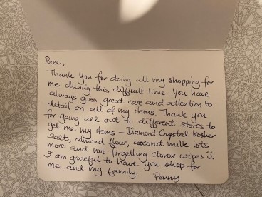 dumpling grocery shopping business owner bree thank you note